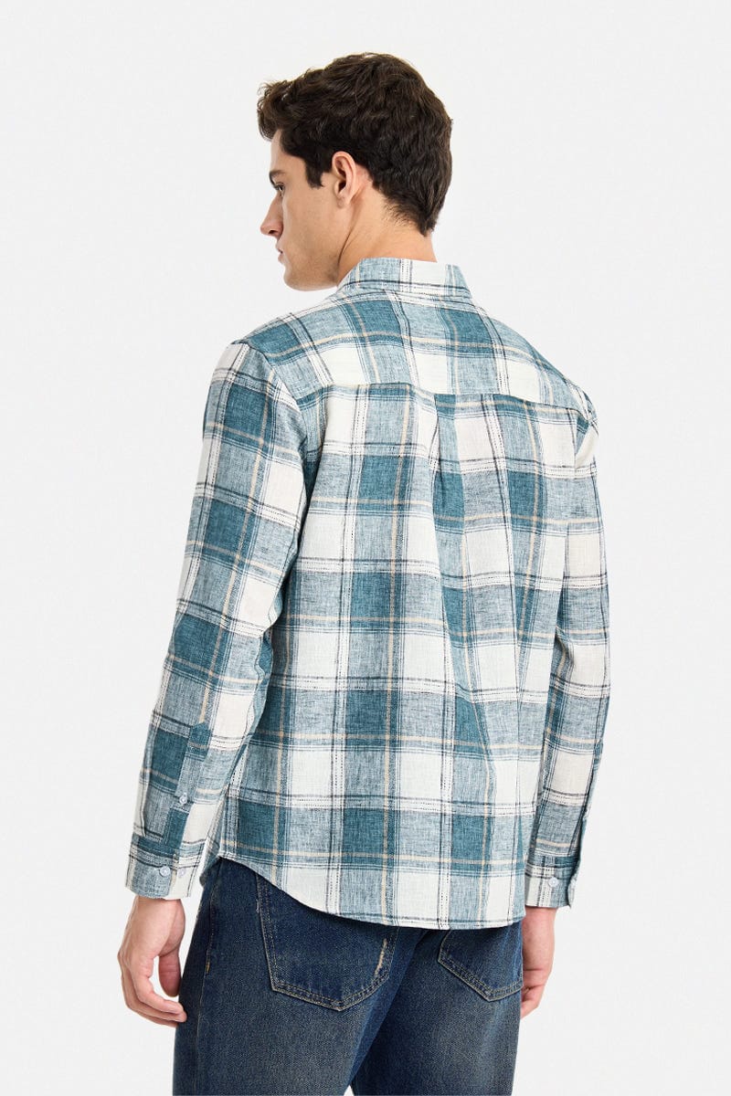 Men's Gray Checked Casual Shirt